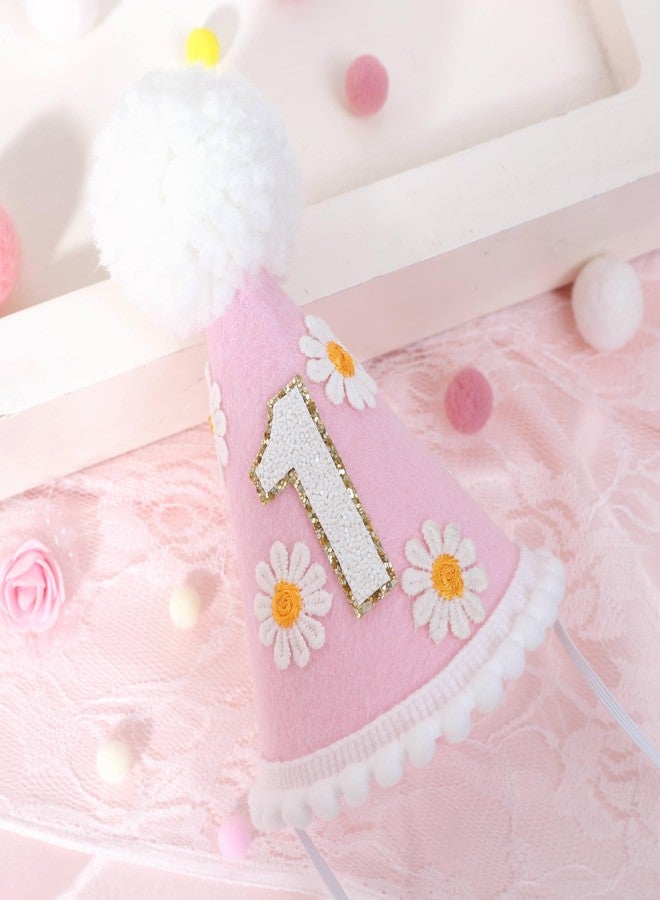 LINGANA First Birthday Hat - Baby Party Decor, Outfit Girl Boy Photo Booth Props, Cake Smash Backdrop (Pink Daisy) - Image 5